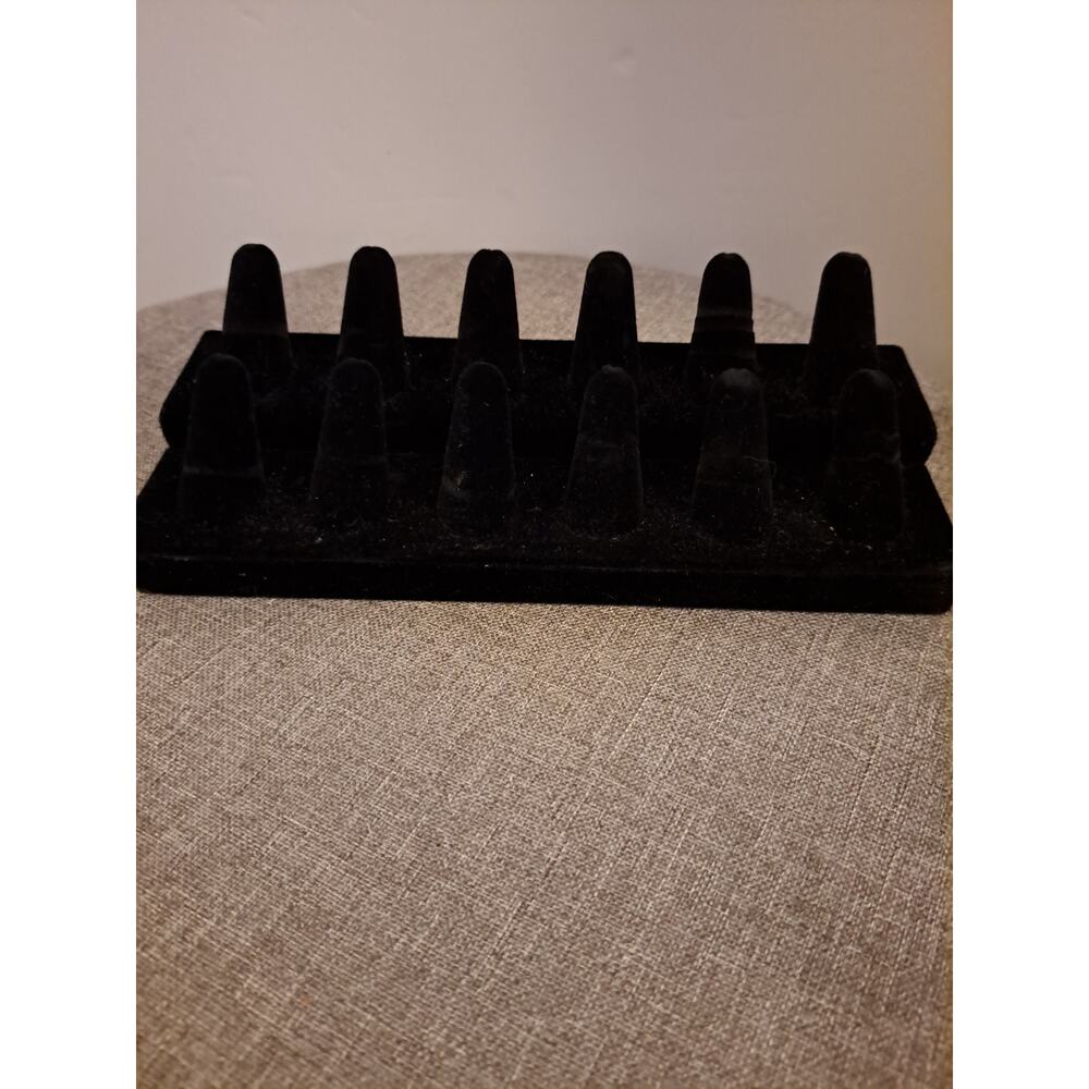 Black Velvet Jewelry 12 Ring Display Stand Organizer